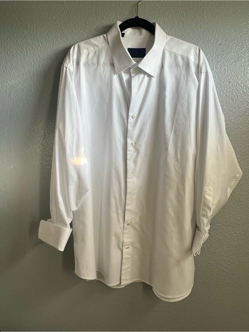 David Donahue French cuff dress shirt men's 18.5 34/35 white long sleeve solid